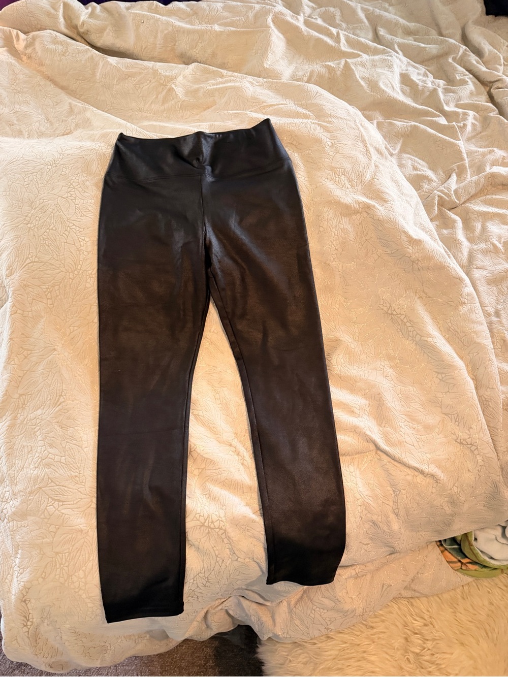 Simply Vera Vera Wang Black Faux Leather Leggings - Stretch Waistband